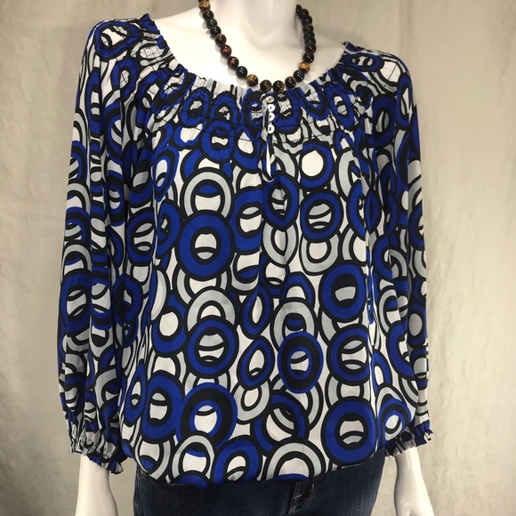 Zac & Rachel Tops - Blue, Black & White Pattern Zach & Rachel Top